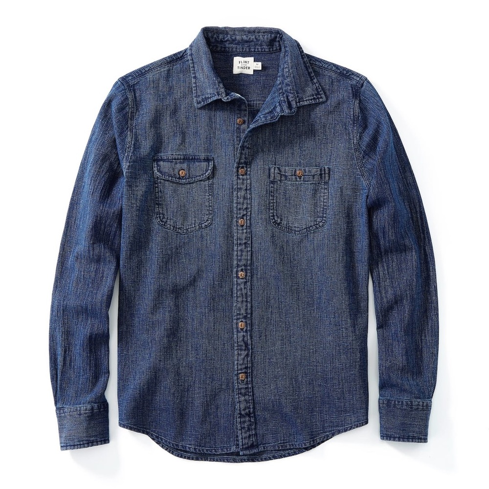 Flint and Tinder Indigo Work Shirt - LABELED XXL BUT FITS LIKE "LARGE"